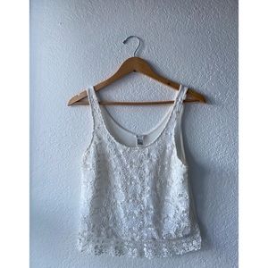 White Lace Forever 21 Crop Top